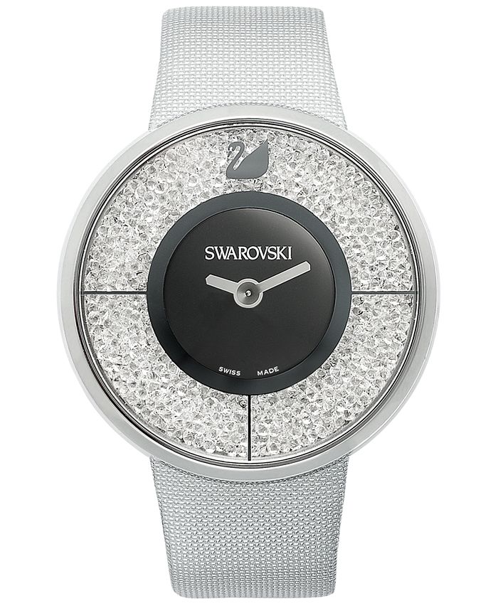 Swarovski Watch, Women's Swiss Crystalline Silver-Tone Structured Fabric Strap 40mm & Reviews 