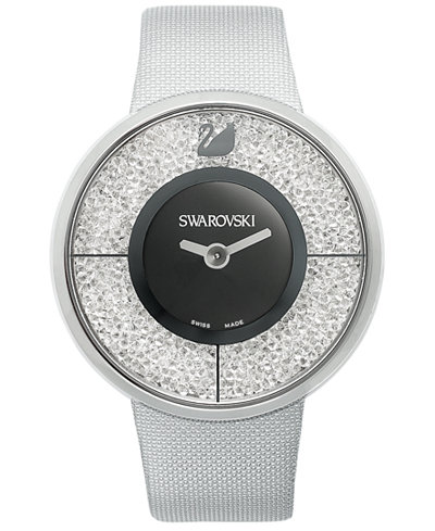 Swarovski Watch, Women's Swiss Crystalline Silver-Tone Structured Fabric Strap 40mm