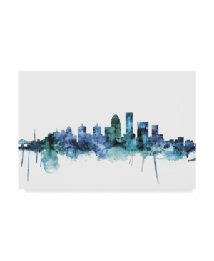 Trademark Global Michael Tompsett 'louisville Kentucky Blue Teal Skyline' Canvas Art In Multi