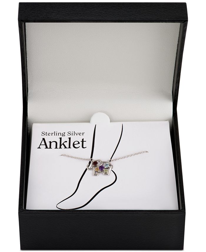 Macy's MultiGemstone Elephant Ankle Bracelet (3/8 ct. t.w.) in