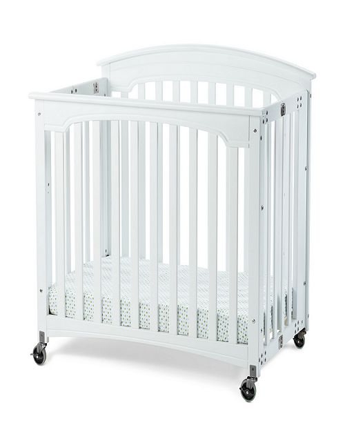 Child Craft Royale Folding Fixed Side Compact Crib Slatted With 4