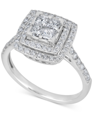 image of Diamond Square Halo Engagement Ring (1 ct. t.w.) in 14k White Gold