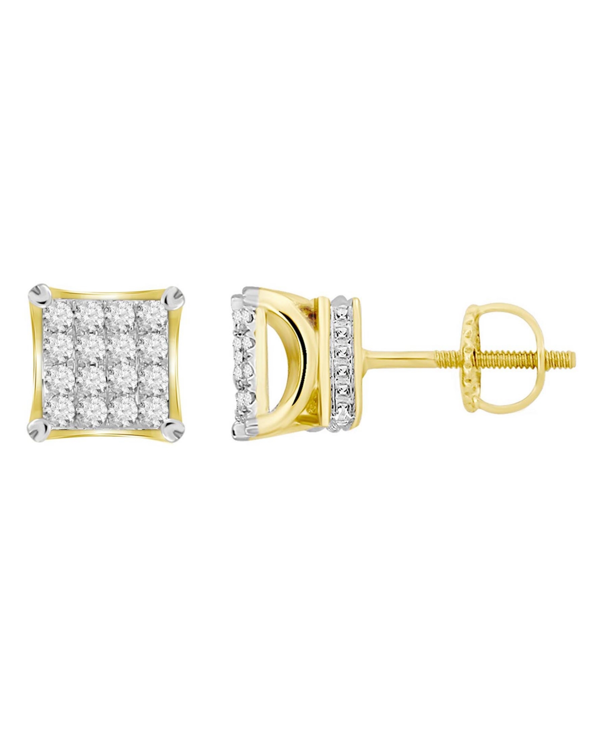 Men's Diamond (3/4 ct.t.w.) Square Earring Set in 10k Yellow Gold - Yellow Gold