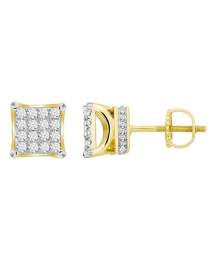 Macy's - Men's Diamond (3/4 ct.t.w.) Square Earring Set in 10k Yellow Gold