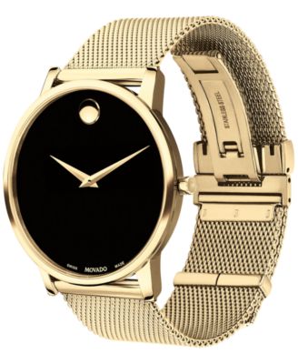 Men's Swiss Museum Gold-Tone PVD Stainless Steel Mesh Bracelet Watch 40mm