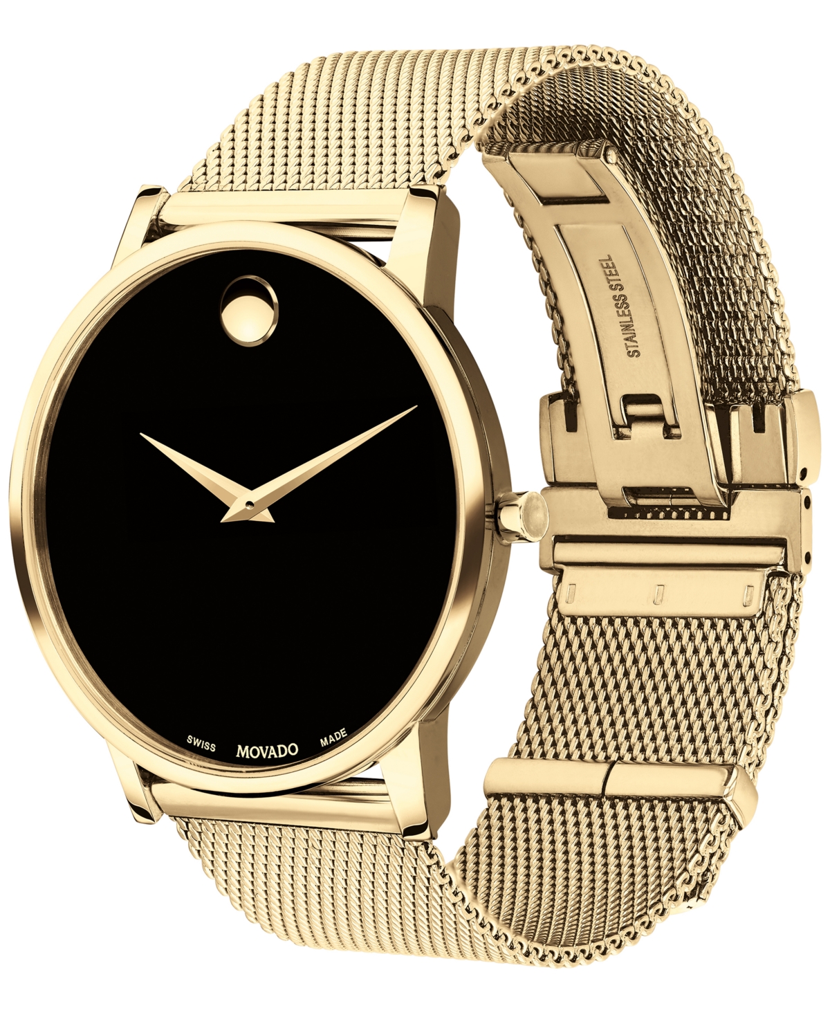 Shop Movado Men's Swiss Museum Gold-tone Pvd Stainless Steel Mesh Bracelet Watch 40mm