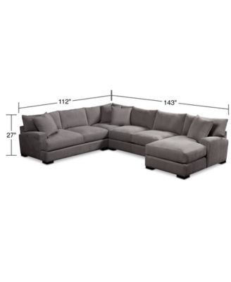 CLOSEOUT! Rhyder 4-Pc. 112" Fabric Sectional Sofa with Chaise, Created for Macy's