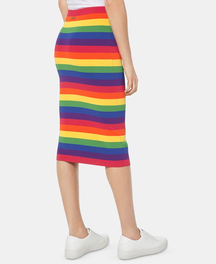 Michael Kors Rainbow-Striped Pencil Skirt - Macy's