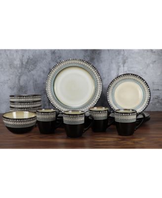 Lorren Home Trends 16 Piece Glazed Dinnerware