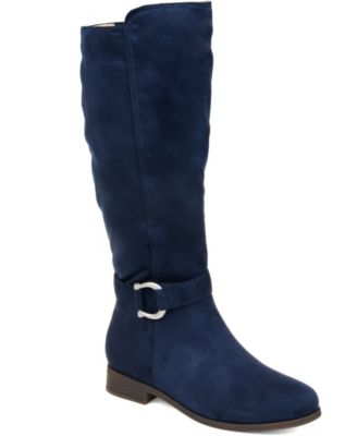 long navy leather boots