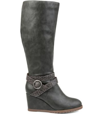 wide calf wedge boots