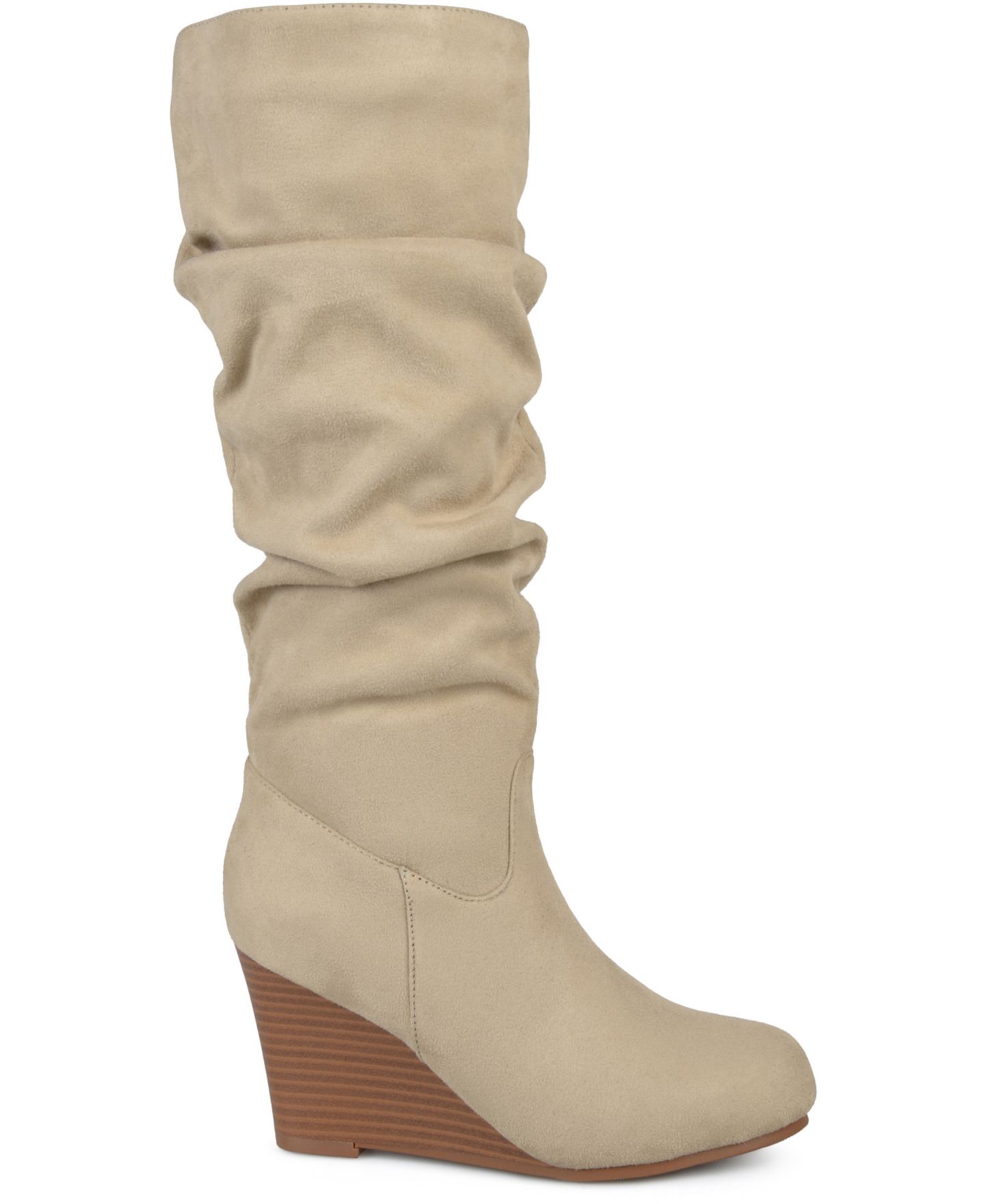 Женские ботинки Journee Collection Haze Slouchy Wedge Knee High Boots, Regular & Wide Calf, цвет: Серо-бежевый — фото 7