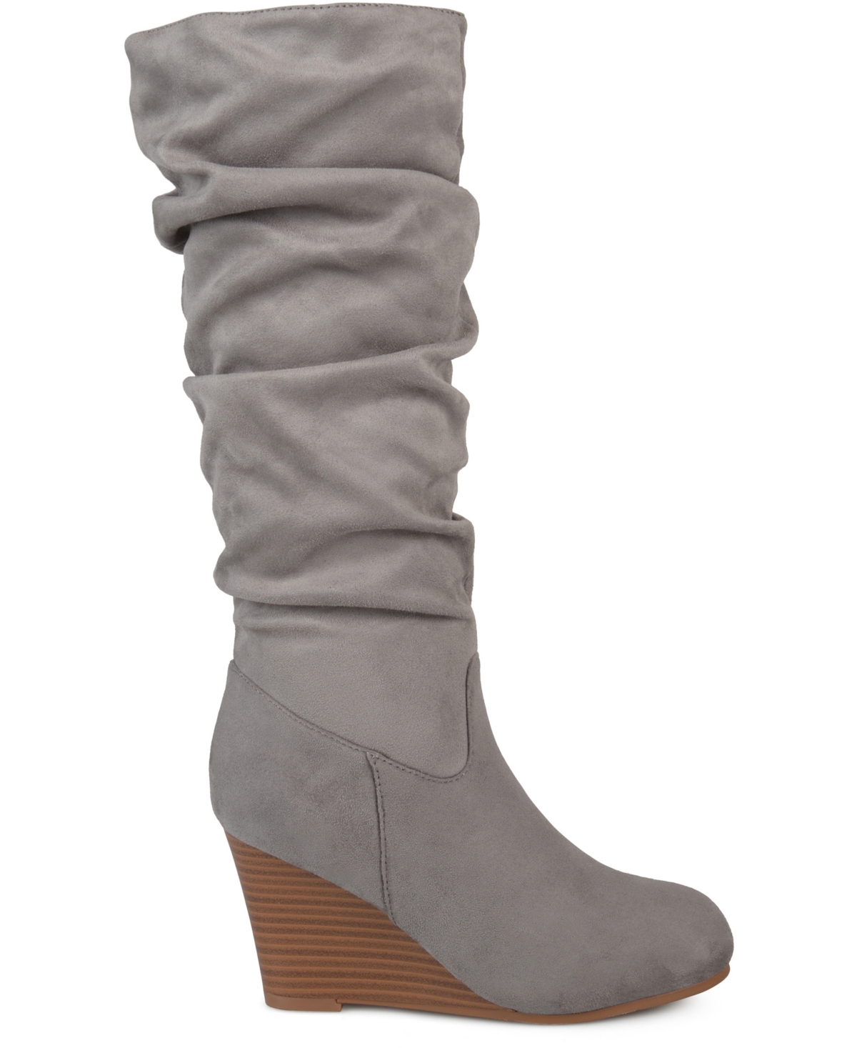 Journee Collection Women's Haze Wide Calf Rouched Knee High Wedge Boots
