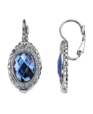 image of 2028 Silver-Tone Blue Faceted Drop Earrings