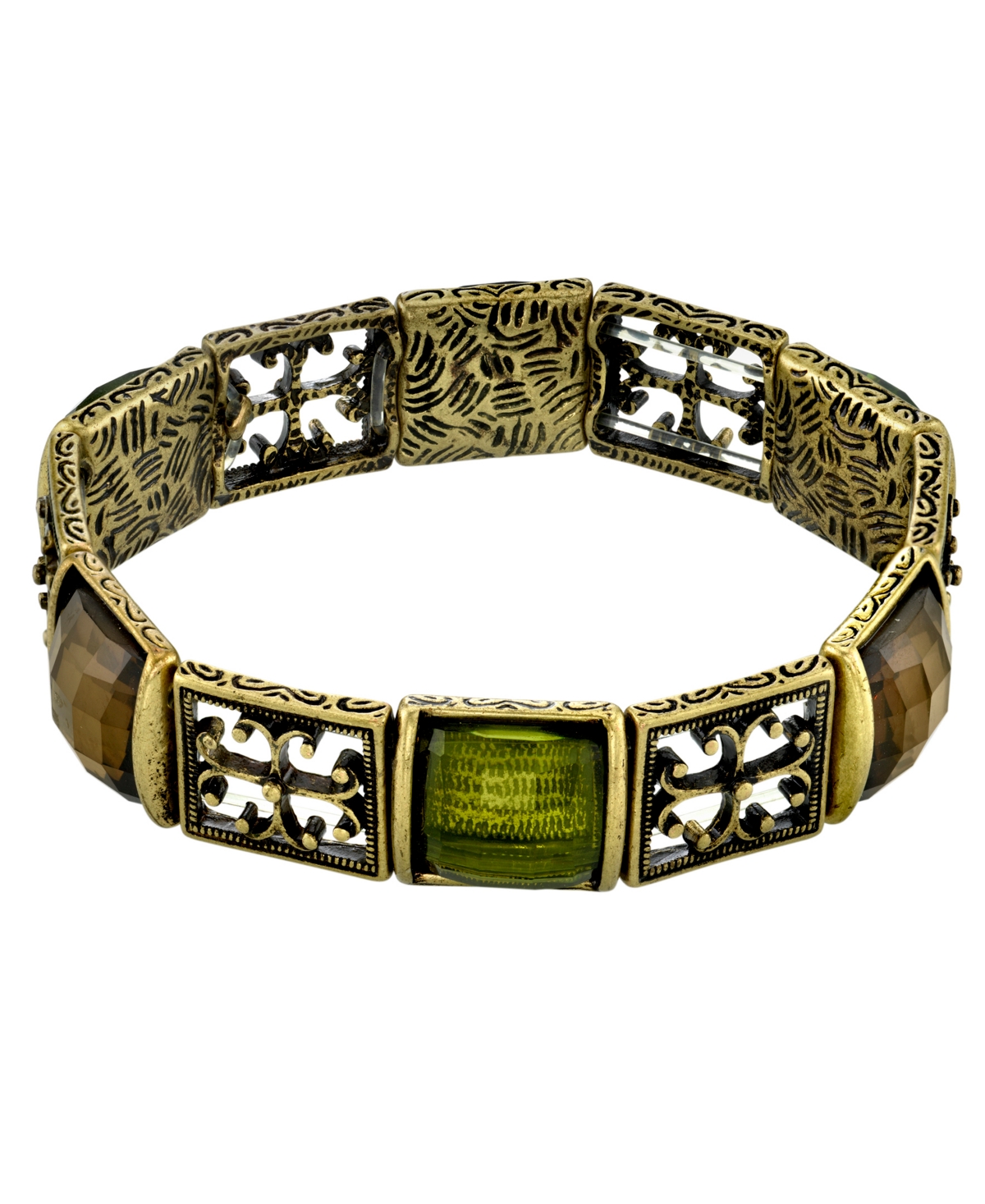 2028 Gold-tone Olivine Green Stretch Bracelet