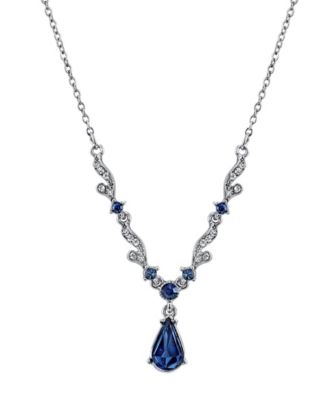 Downton Abbey Silver-Tone Blue Crystal 