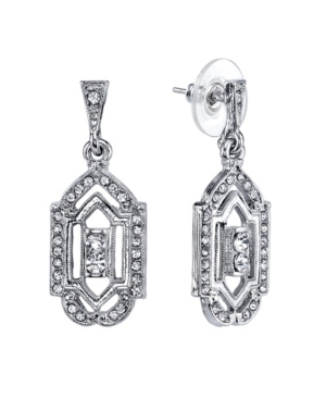 image of Downton Abbey Silver-Tone and Crystal Drop Earrings