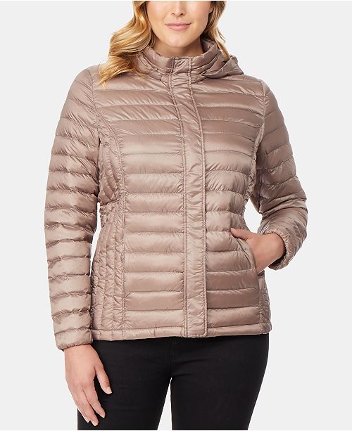 32 Degrees Plus Size Hooded Packable Down Puffer Coat, Created for Macy ...