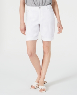 Inc International Concepts Women's Mid Rise Pull-on Bermuda Shorts, Created For Macy's In White