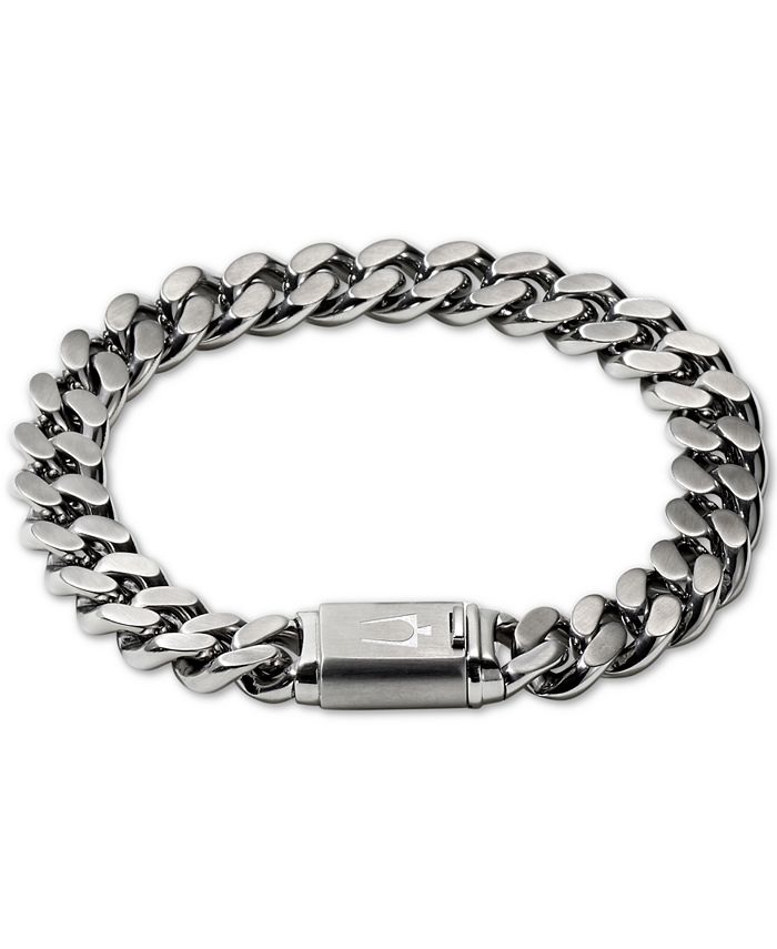 Bulova Men's Chain Bracelet in Stainless Steel - Macy's