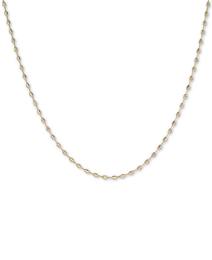 Italian Gold - 18" Oval Bead Chain Necklace in 14k Gold