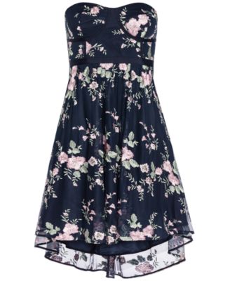 City Chic Trendy Plus Size Aphrodite Floral-Embroidered High-Low Dress -  Macy's
