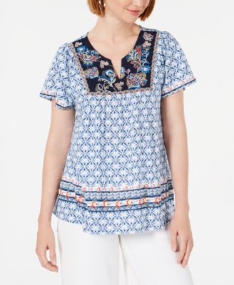 style & co embroidered top