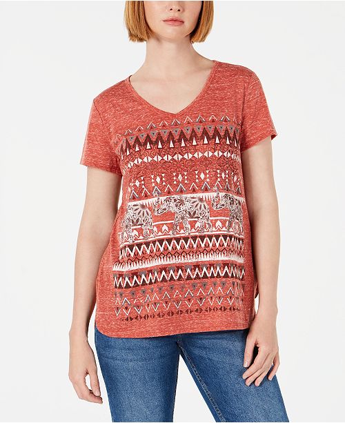 Style Co Graphic V Neck Top Created For Macy S Reviews