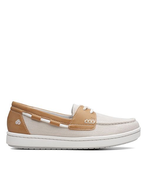 clarks women's cloudsteppers step glow slip canvas flats