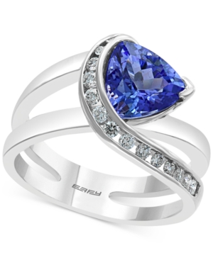 image of Effy Tanzanite (1-1/2 ct. t.w.) & Diamond (1/4 ct. t.w.) Statement Ring in 14k White Gold