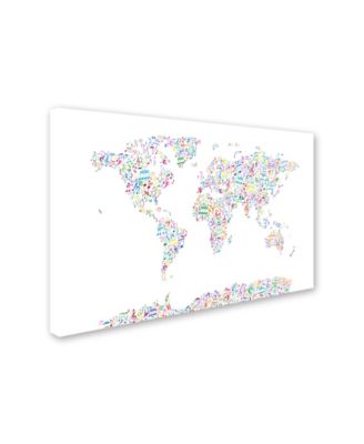 Trademark Global Michael Tompsett 'Music Notes Map of the World' Canvas Art - 16" x 24"