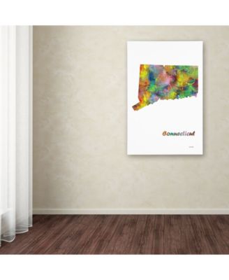 Trademark Global Marlene Watson 'Connecticut State Map-1' Canvas Art - 16" x 24"