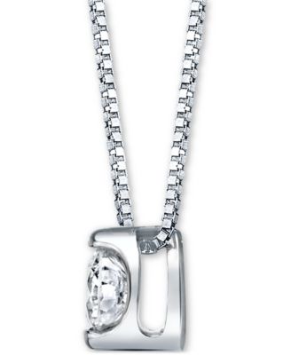 Diamond Bezel Solitaire 18" Pendant Necklace (1/10 ct. t.w.) in 14k White or Yellow Gold