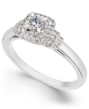 image of Diamond Halo Engagement Ring (3/8 ct t.w.) in 14k White Gold
