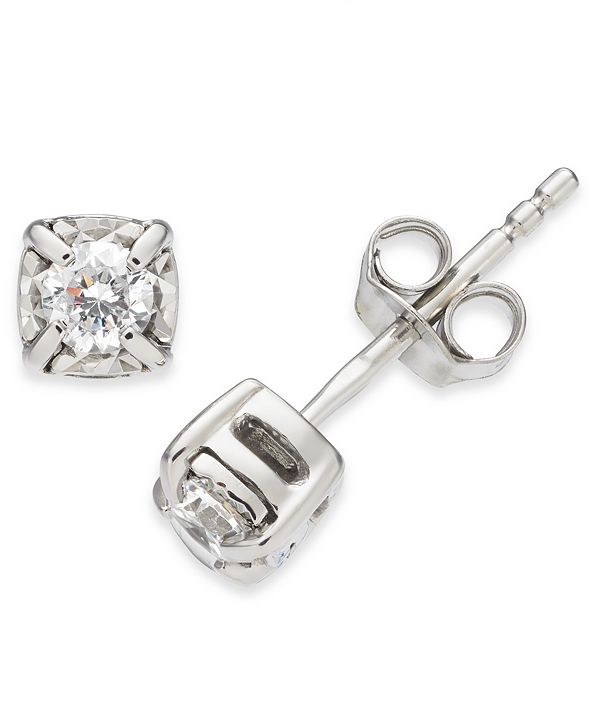 Macy's Diamond Stud Earrings (1/4 ct. t.w.) in 14k White Gold & Reviews ...