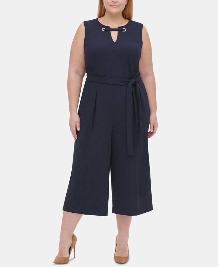 Tommy Hilfiger Women's Belted Cropped Jumpsuit Blue Size 10 main image 0