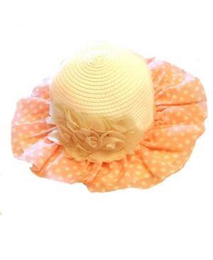 image of Mi Amore Gigi One Size Girls Sun Hat with Attached Cream Flowers