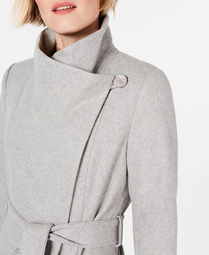 Kenneth cole asymmetrical shop belted maxi wool coat