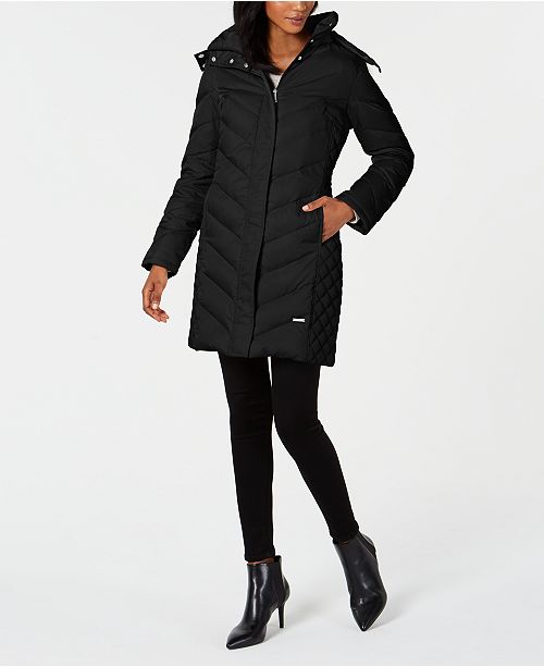 Kenneth Cole Faux Fur Trim Hooded Down Puffer Coat Reviews