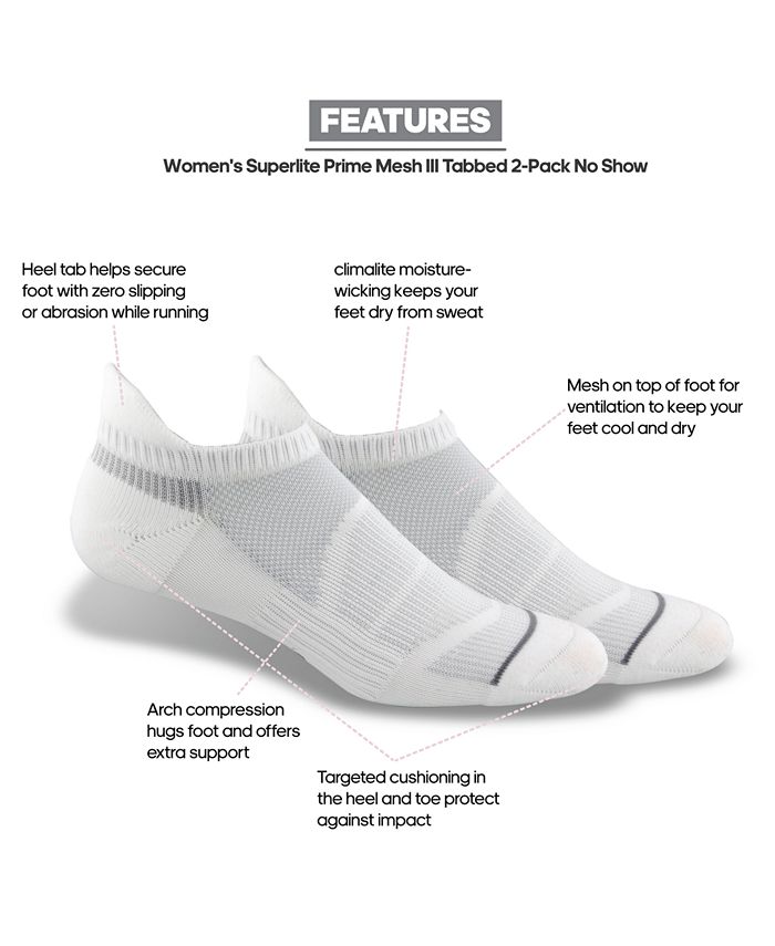 adidas 2Pk. Superlite Prime Mesh III Tabbed NoShow Women's Socks Macy's