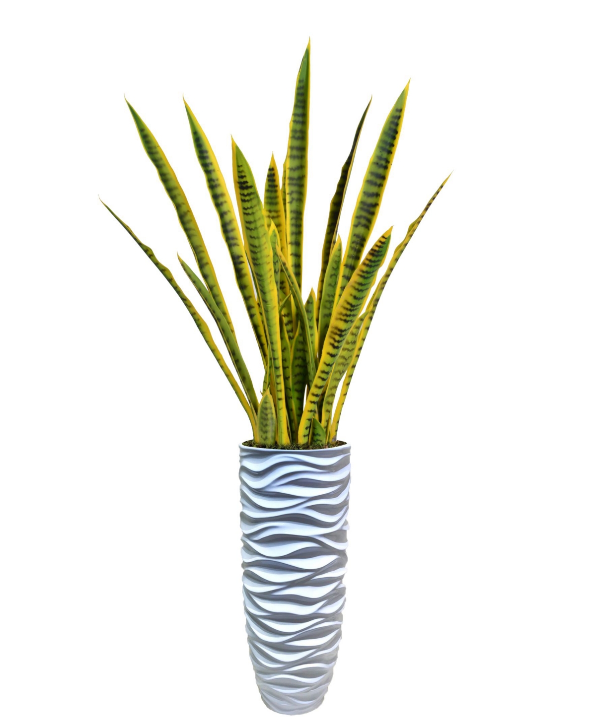 Artificial Faux Real Touch 57" Tall Snake Plant (Sansevieria) And Resin Planter - White