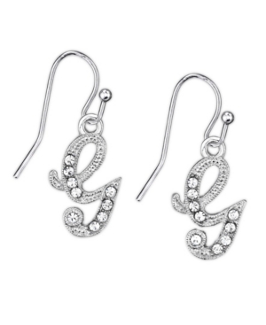 image of 2028 Silver Tone Crystal Initial Wire Earring