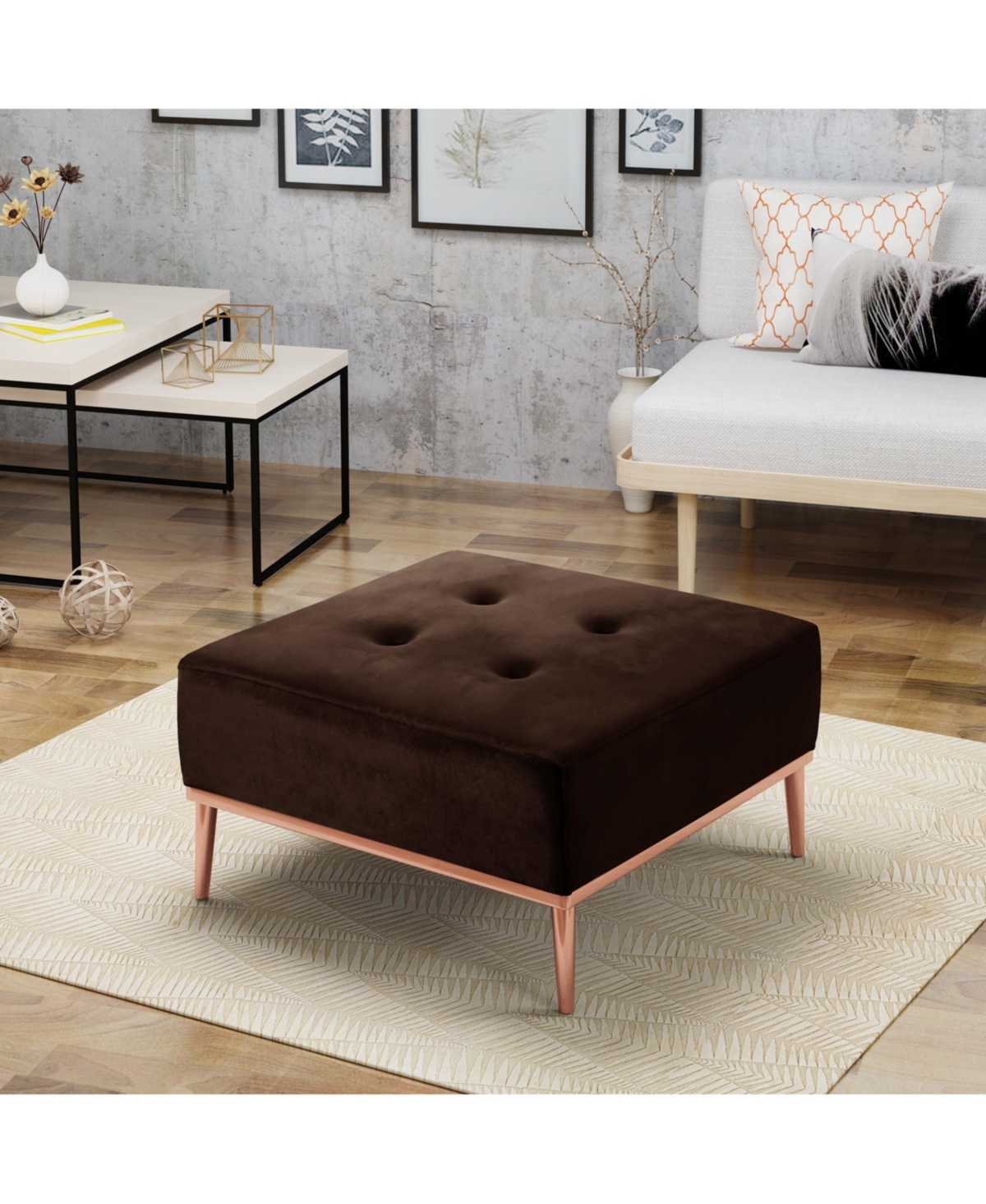 Noble House Amman Ottoman In Chocolate