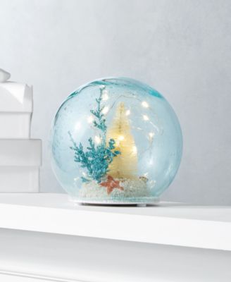 Holiday Lane - Seaside LED Glass Ball with Christmas Tree and Beach Scene