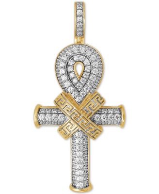 Macy's - Diamond Ankh Cross Pendant (1-3/4 ct. t.w.) in Sterling Silver & 14k Gold-Plate