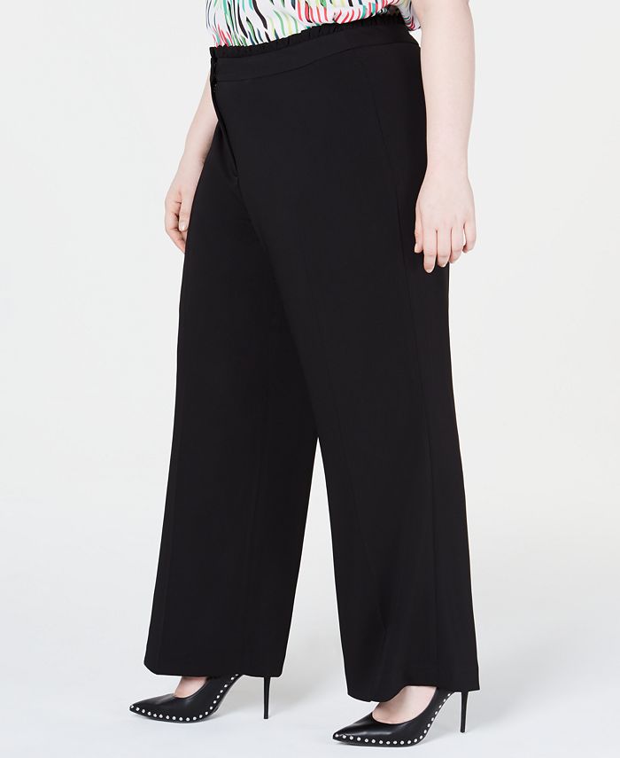 Bar III Trendy Plus Size Ruffle-Waist Pants, Created for Macy's - Macy's