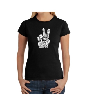 image of Women-s Word Art T-Shirt - Peace Fingers