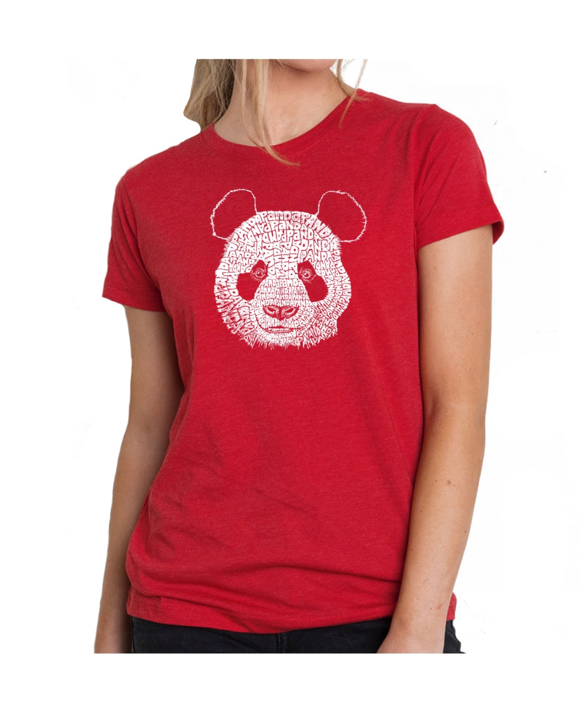 La Pop Art Women's Premium Word Art T-Shirt - Panda Face