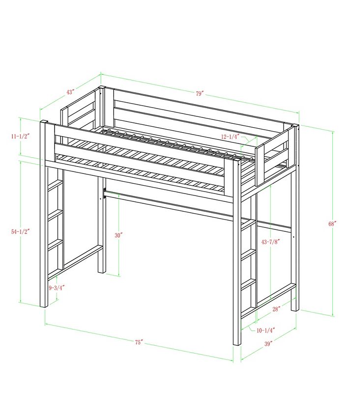 Walker Edison Premium Deluxe Twin Metal Loft Bed White Macy's