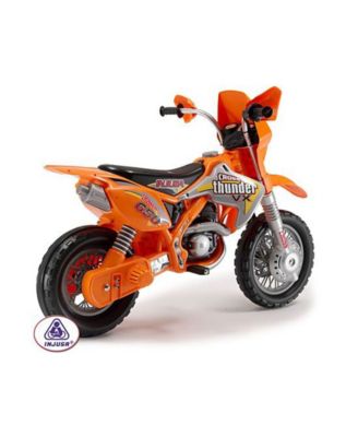 INJUSA - Cross CR elektrische motorfiets, 6V-batterij, voor kinderen 3 jaar, met elastiekjes op het aandrijfwiel, steunwielen en gaspedaal op de handgreep, snelheid 5 km/u, witte kleur
